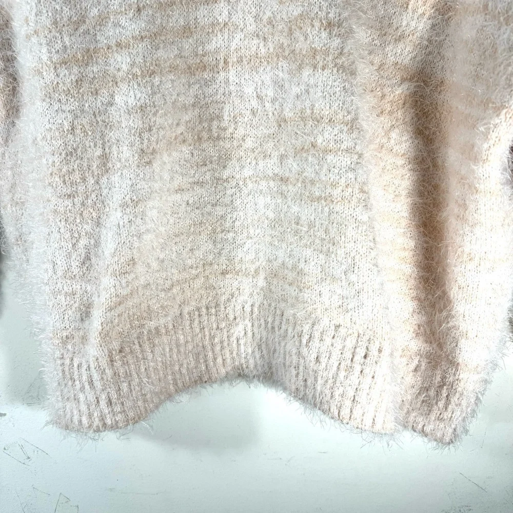 A. Byer Peach Eyelash Fringe Cowl Neck Sweater NWT
